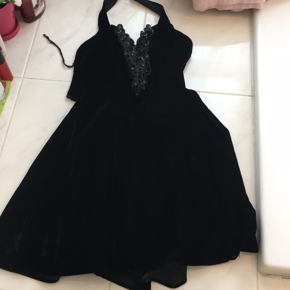 JUMP Black Crushed Velvet Mini Dress